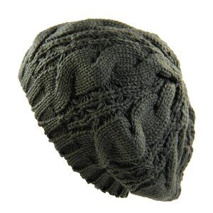 3622 Ladies Cable Knit Beret (olive)